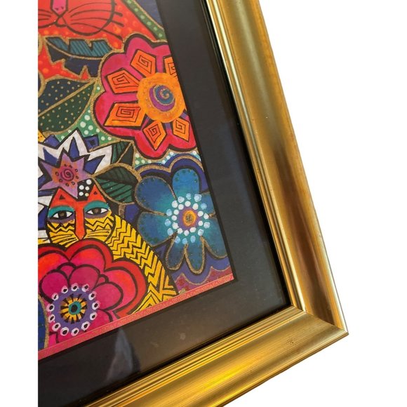 Vtg FANTASTIC FELINES Multicolored Cats Wall Art Decor by Laurel Burch Framed - Picture 3 of 6